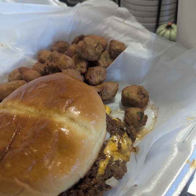 Double Cheeseburger with Frie Okra