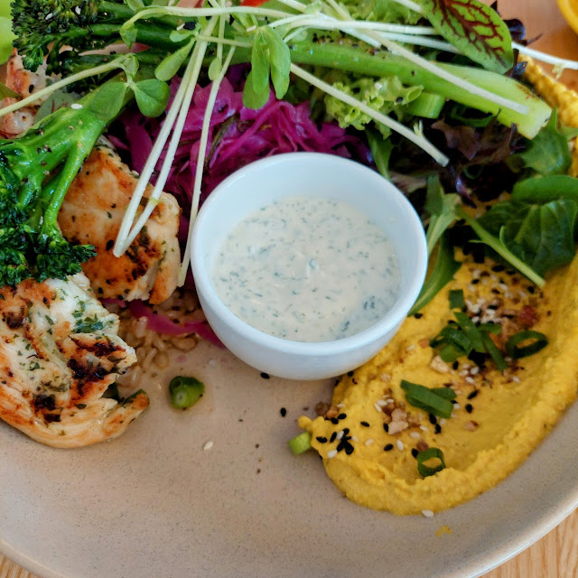 Protein Bowl with Grilled Chicken Served with Herb Yoghurt Dressing