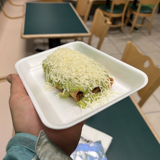 Rolled Tacos with Guacamole and Cheese
