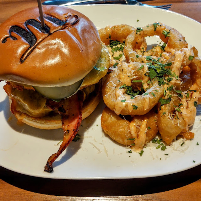 Dry-Aged Burger with Onion Rings
