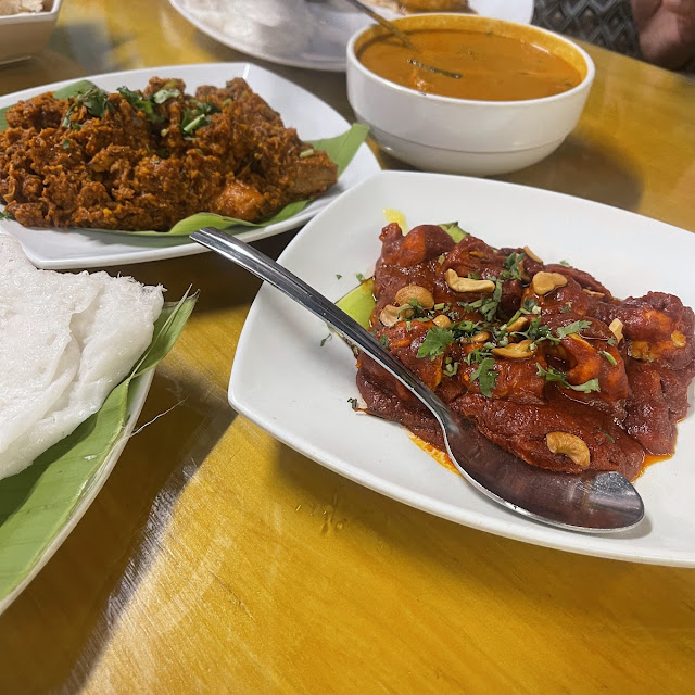 Prawns Ghee Roast with Neer Dosa