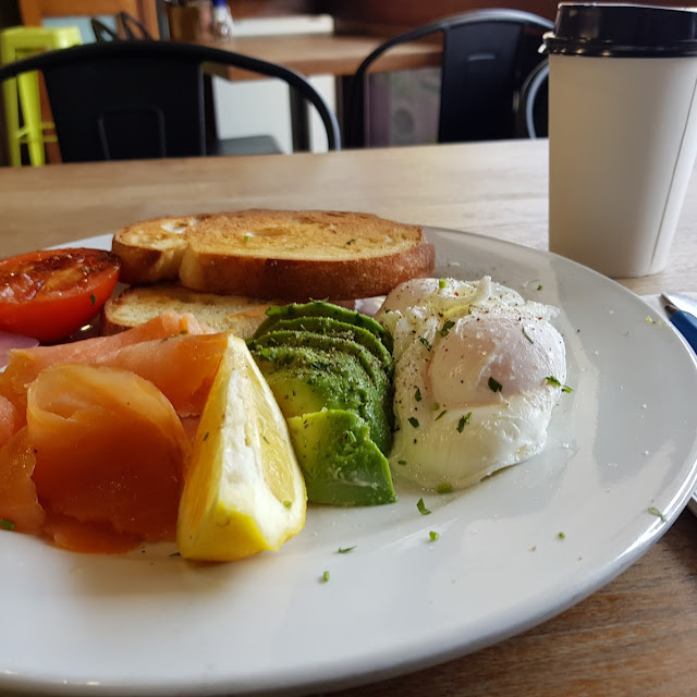Salmon Breakfast Sadly Woth Spread and Coffee in Needless Plastics