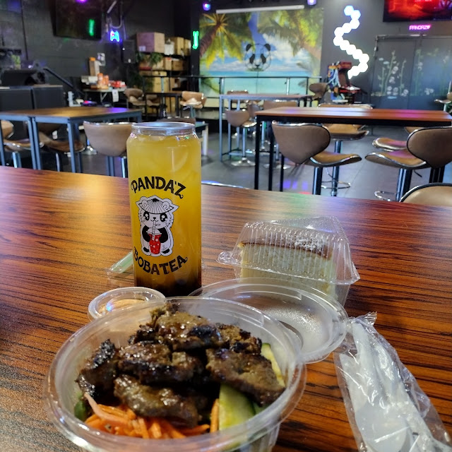 Beef Bowl and Passion Fruit Boba