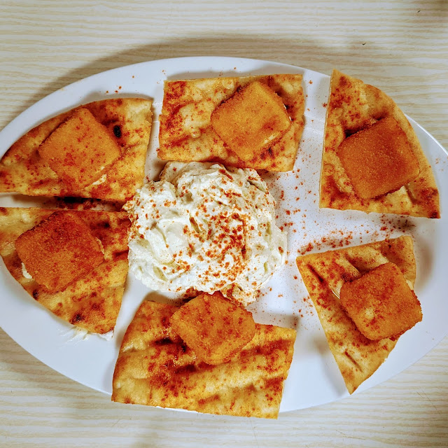 Saganaki Gebacken Auf Pita Brot