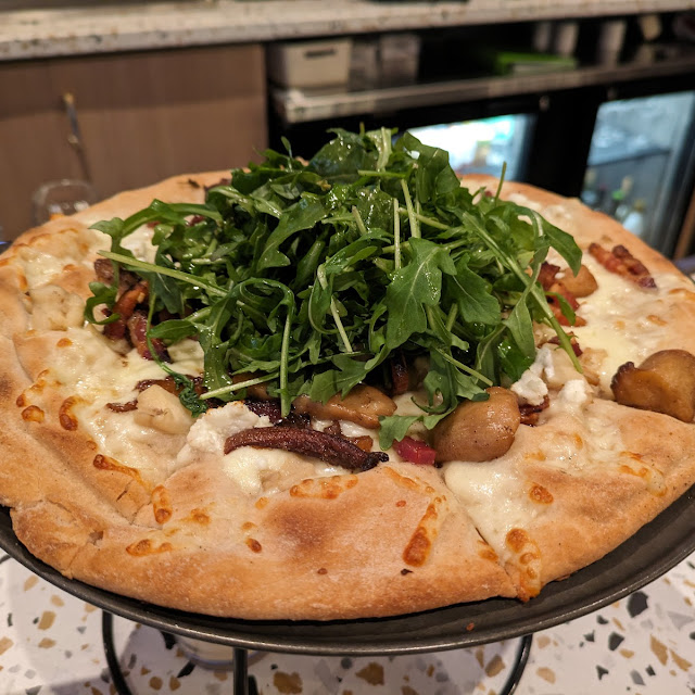 Local Fungi and Bacon Pizza