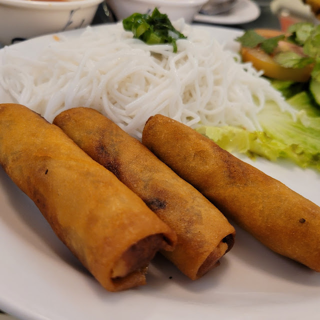 Vietnamese Rice Vermicelli with Spring Rolls