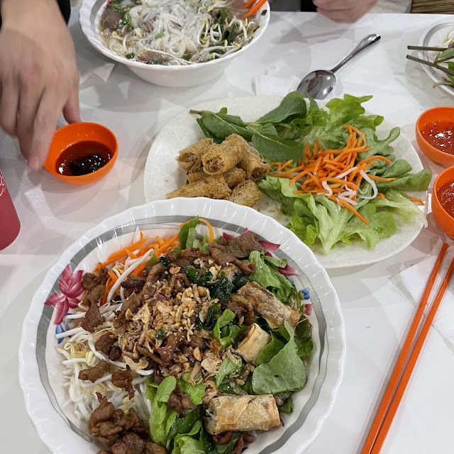 Noodle Salad with Spring Rolls & Beef