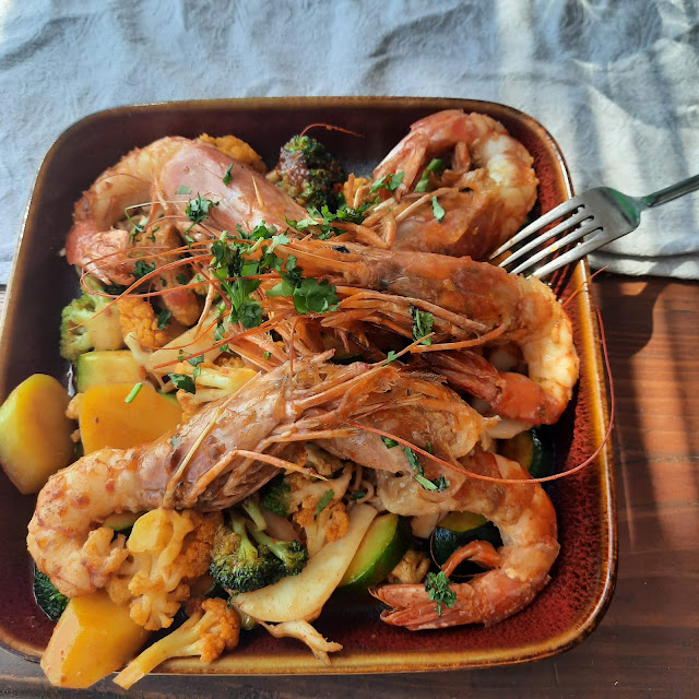 Linguines Aux Gambas Black Tiger Ail Et Cebettes Confites