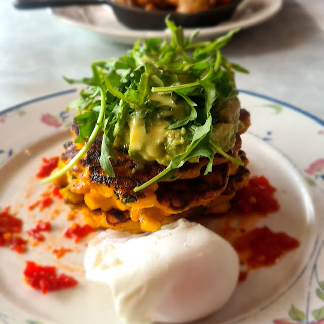 Corn Fritters with a Poached Egg