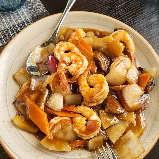 Gambas Con Bambú Y Setas
