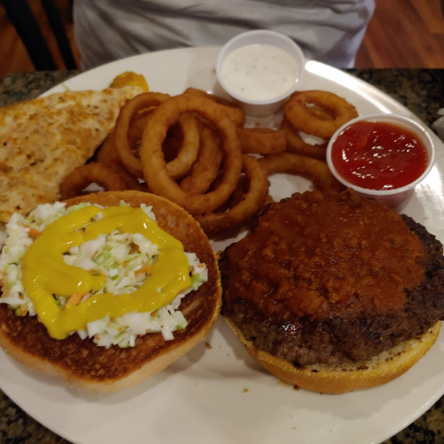 Carolina Burger and Onion Rings