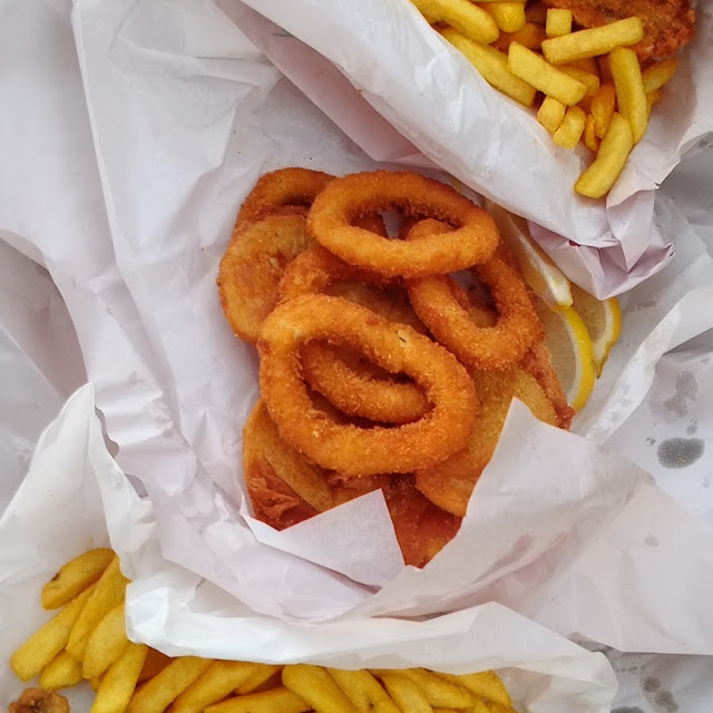 Blue Whiting Calamari Rings Potato Scallops & Chips