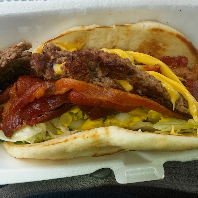 Bacon Cheeseburger on Pita Bread