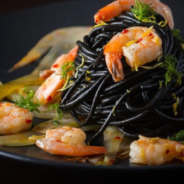 Spicy Squid Ink Spaghetti Marinara