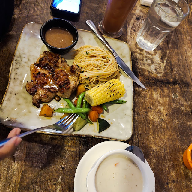 Aglio Olio and Chicken Chop