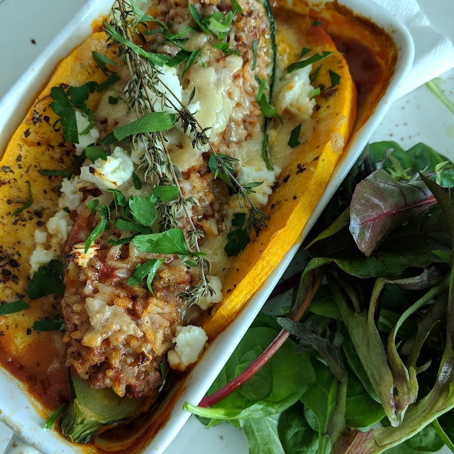 Stuffed Zucchini with Roasted Pumpkin