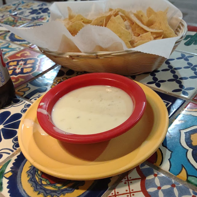 Cheese Dip and Chips Hot and Fresh