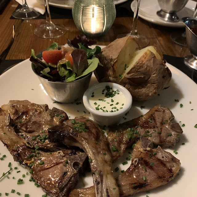 Lamb Chops Marinated with Garlic and Rosemary Baked Potato