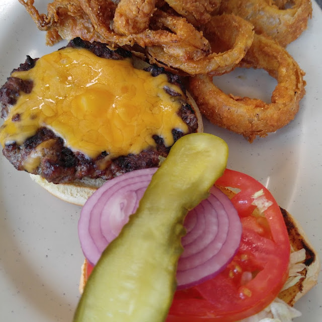 4oz Slim Burger with Onion Rings