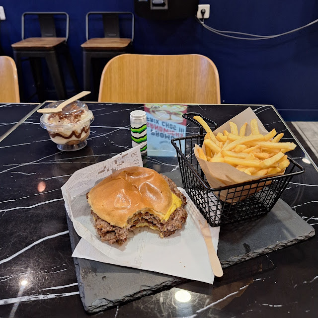 Beef Burger and Fries