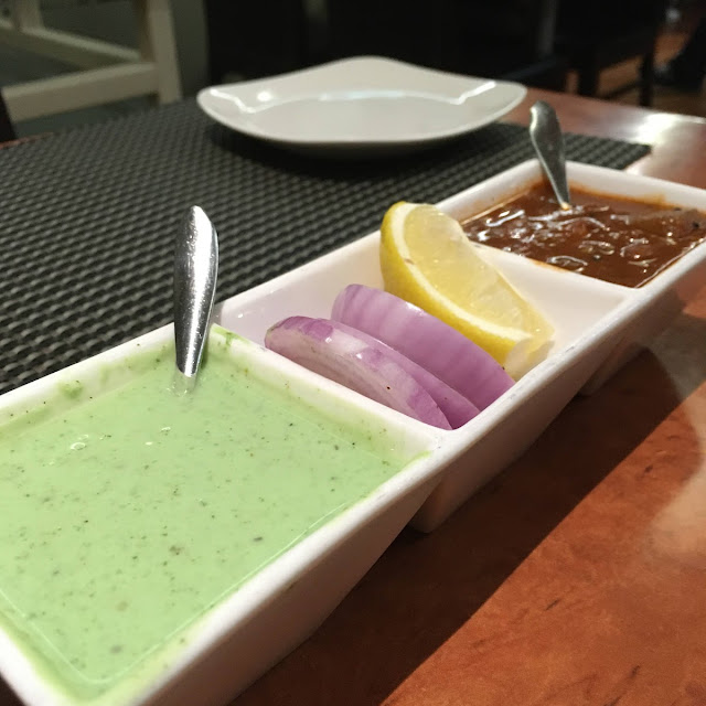 Onion Salad and Mint Chutney