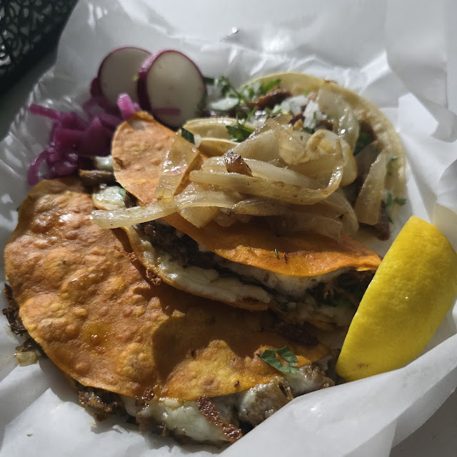 Quesabirria Tacos and Tripa Taco