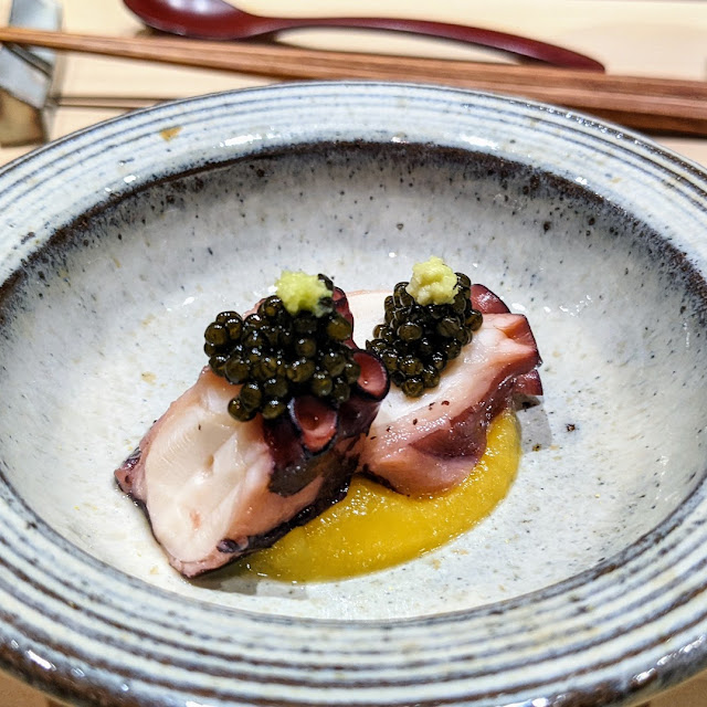 Octopus with Caviar and Freshly Ground Wasabi