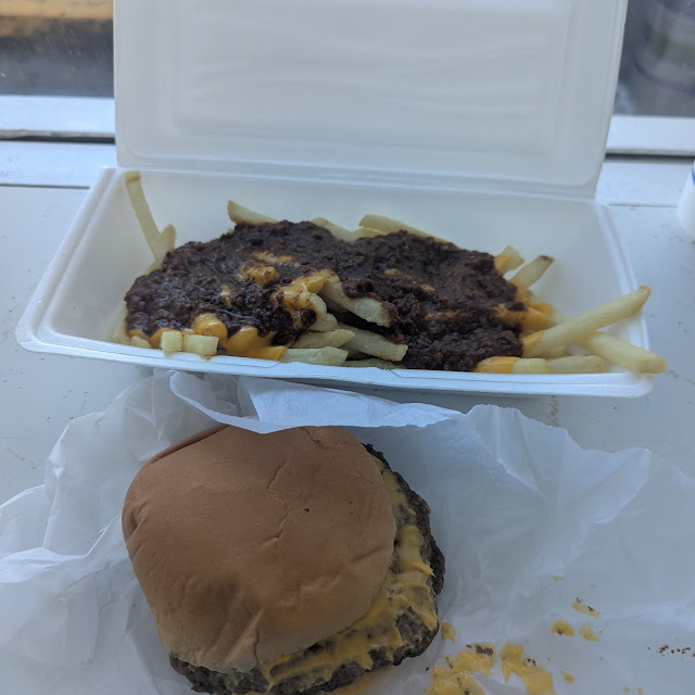 Double Cheeseburger and Chili Cheese Fries