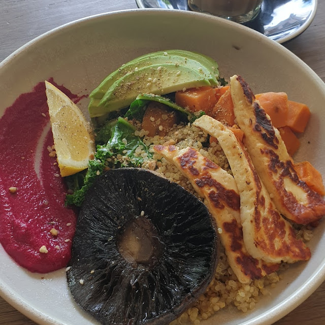 Breakfast Bowl and Soy Latte