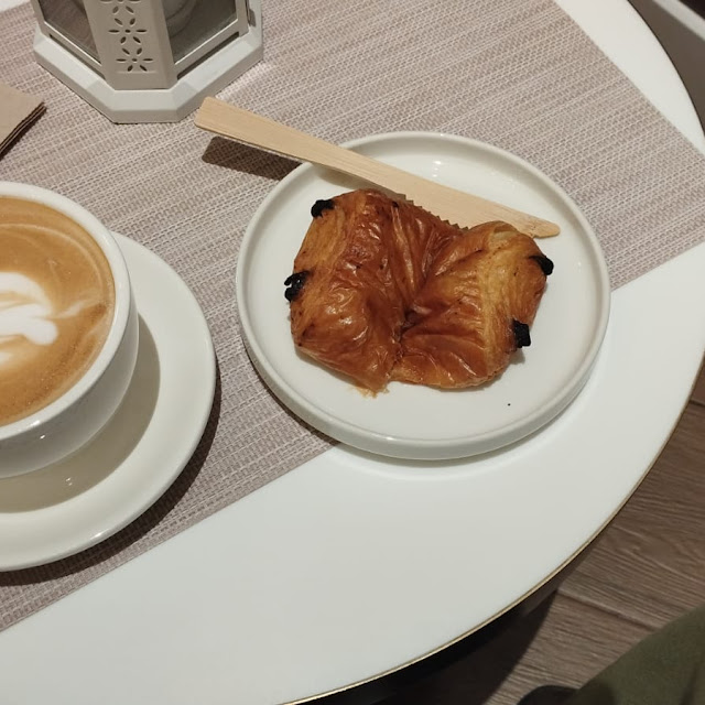Coffee Latte and Pain Au Chocolat