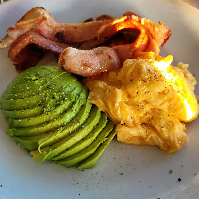 Scrambled Eggs Bacon and Avocado