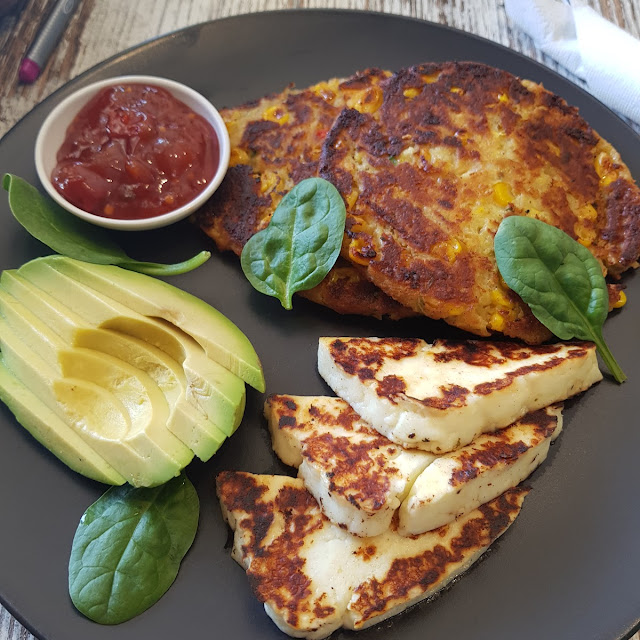 Corn Fritters with Haloumi