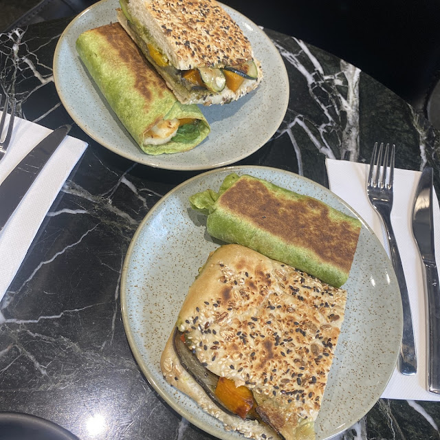 Pumpkin and Halloumi Wrap and Mediterranean Toasted Sandwich