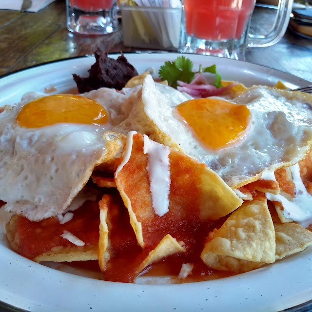 Chilaquiles Red or Green with Chicken and Egg