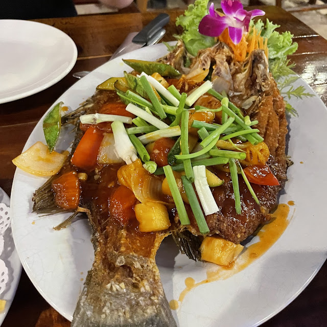 Steamed Fish with Lime Fried Chicken with Basil