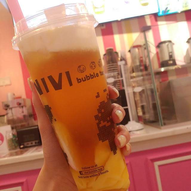 Mango Green Tea with Mango Popping Pearls
