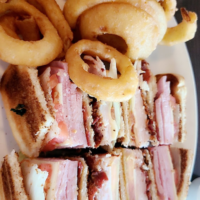 3 Meat Combo Sandwich with Onion Rings