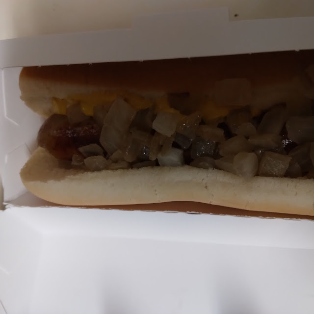 Bratwurst with Grilled Onions and Mustard