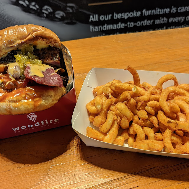 Curly Fries and Beef Brisket Burger