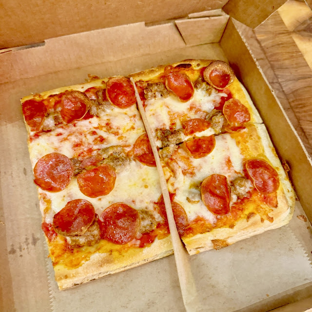 Square Pepperoni Pizza Slices in Box