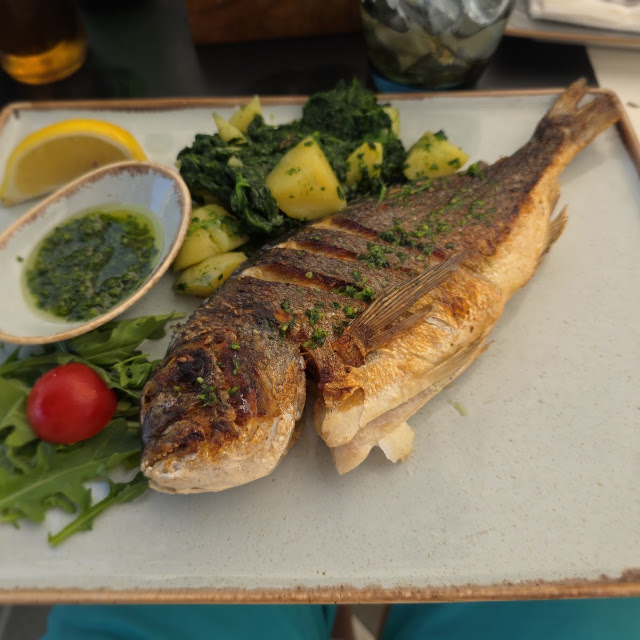 Grilled Sea Bass with Vegetable Sides